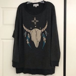Wildfox Roadtrip/sweater dress. skull & feathers